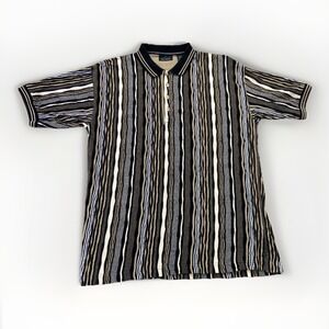 Vintage Greg Norman Shirt Mens L Blue Striped Golf Polo Coogi Style 90s Preppy